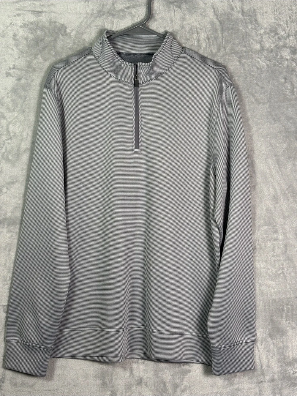 Hickey Freeman Blue White Striped 1/4 Zip Pullover Size Medium